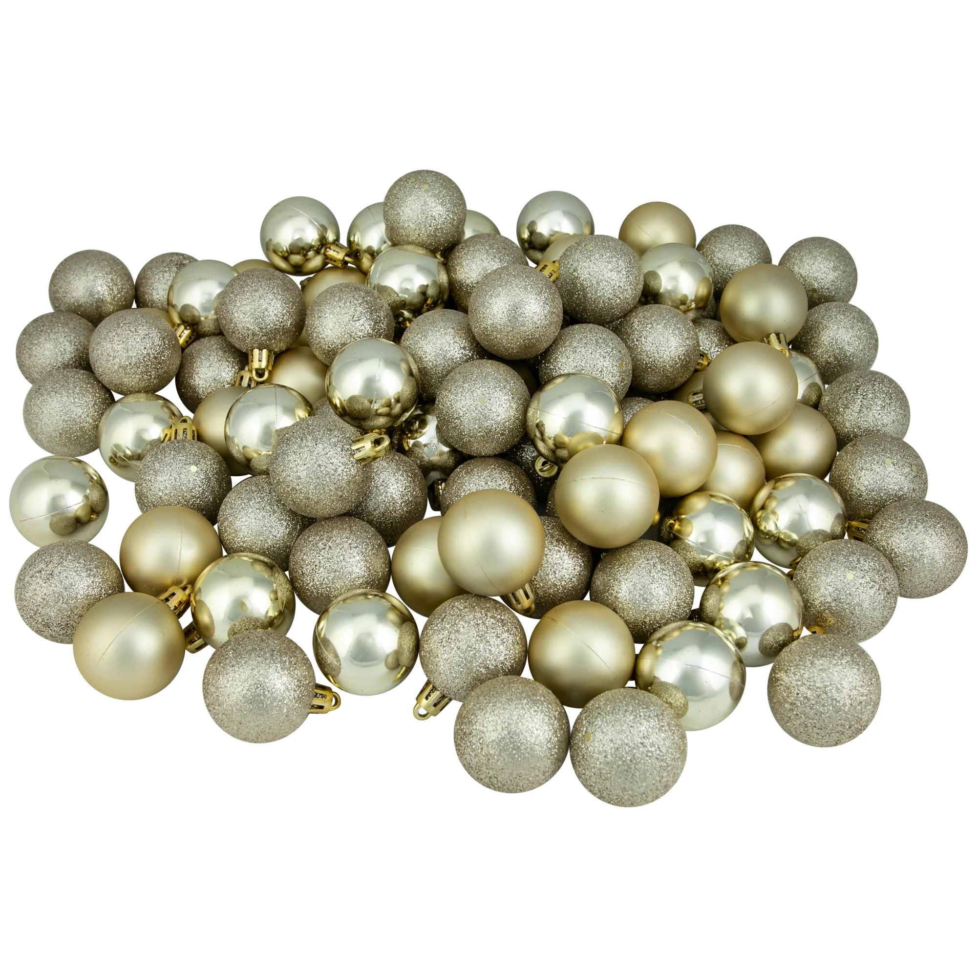 96Ct Shatterproof 4-Finish Christmas Ball Ornament Set 1.5" - Gold