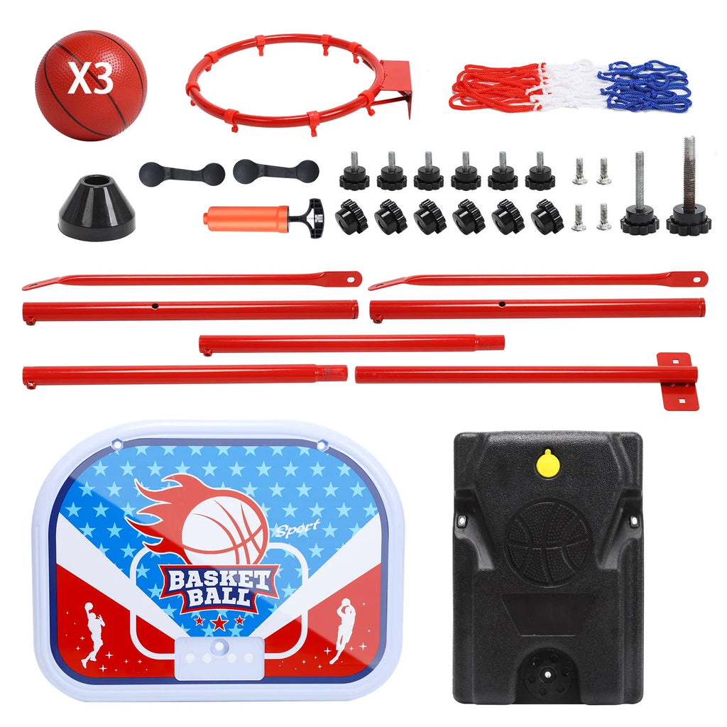 Kids Basketball Hoop Adjustable Height 2.9 Ft-6.2 Ft, Toddler Basketball Hoop Indoor Outdoor Portable Kids Basketball Goal Toys for Boys Girls Gift