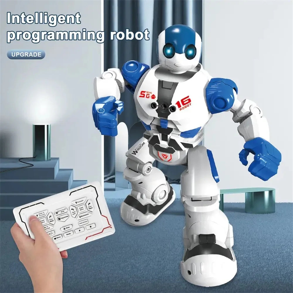 Kids Remote Control Intelligent Robot Toys,Educational Programmable Smart Robot,Perfect Gift for Boys 4 5 6 7 8+,Blue