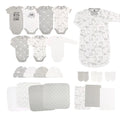 Newborn Baby Layette Gift Set for Boys and Girls, Shower Gift Essentials, Grey Sleepy Elephants