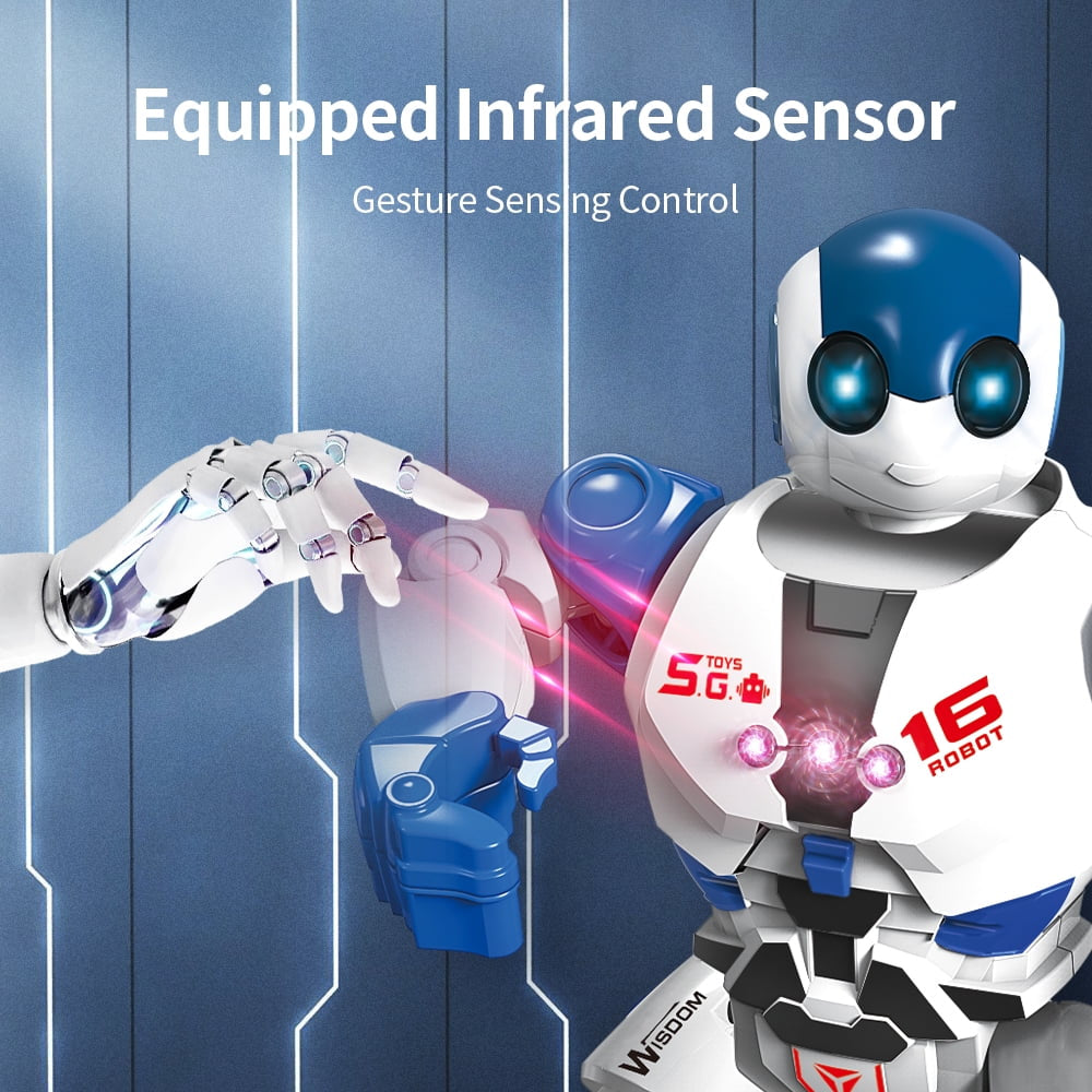 Kids Remote Control Intelligent Robot Toys,Educational Programmable Smart Robot,Perfect Gift for Boys 4 5 6 7 8+,Blue