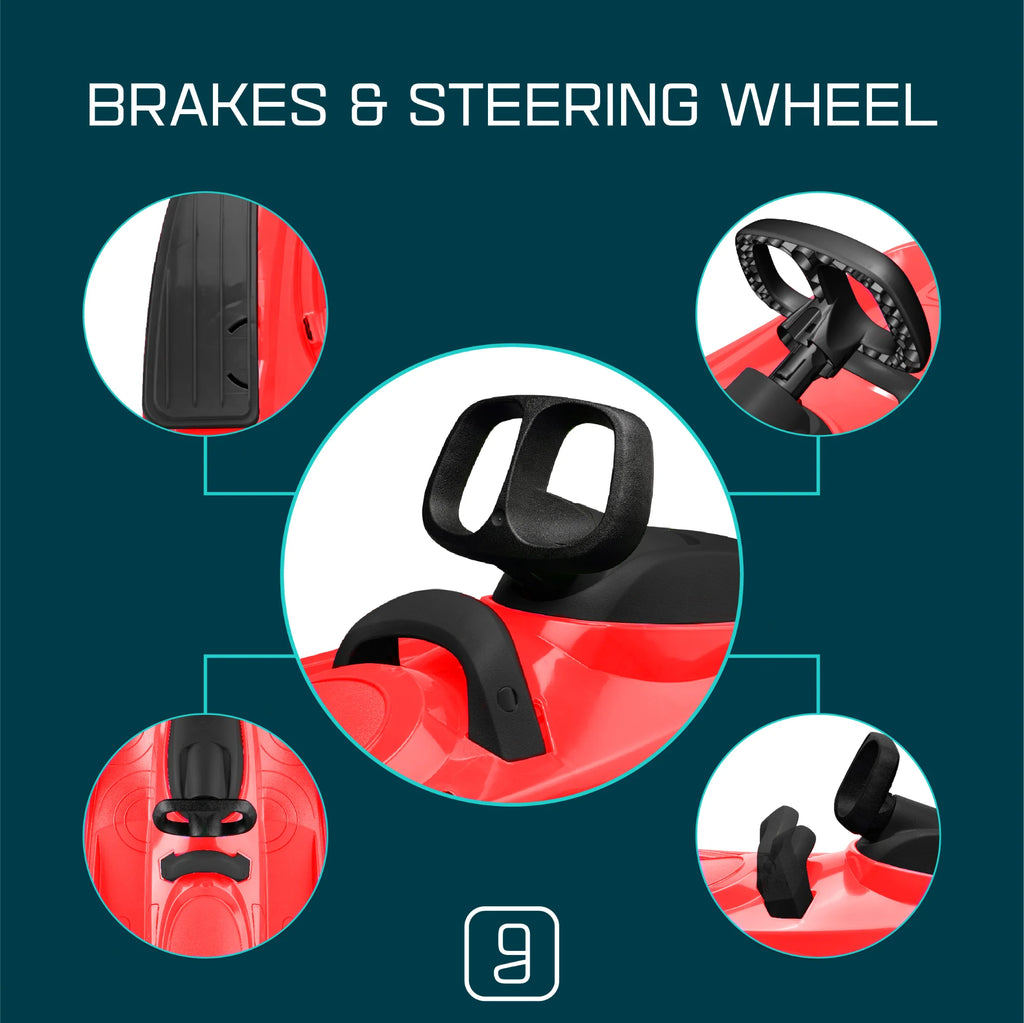 Stratos Bobsled for Kids, Steerable Snow Sled , Ages 3+ , Red