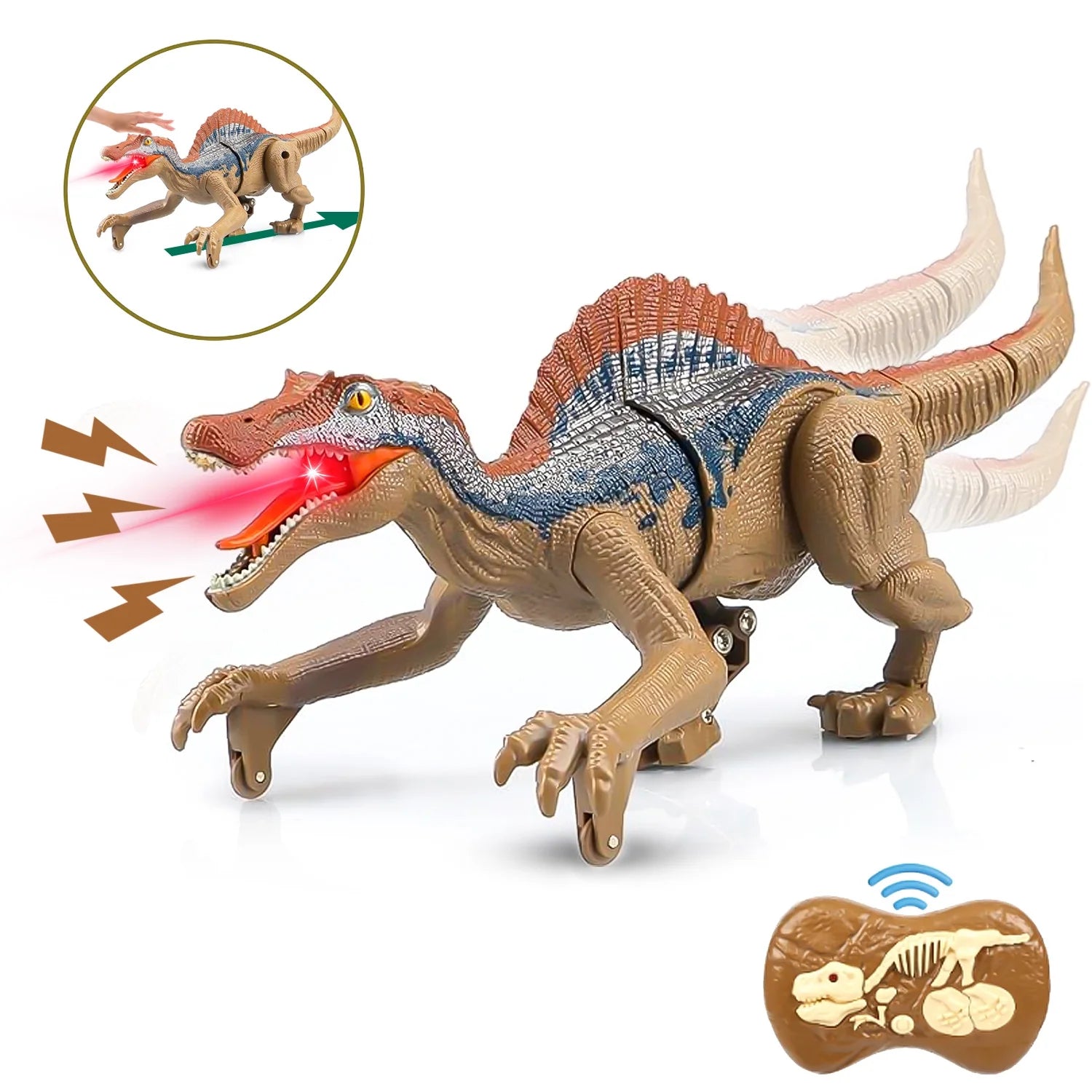 Remote Control Dinosaur Toys for Boys, 2.4G RC Dinosaur Robot with Light Sound, Kids Boy Toys Ages 3 4 5 6+ Year Old, Velociraptor Toys Christmas Gifts