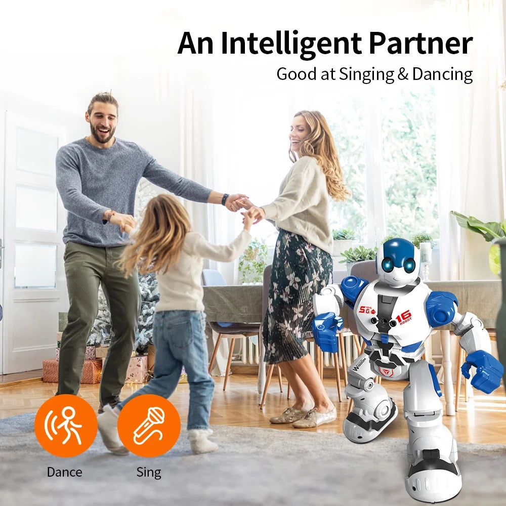 Kids Remote Control Intelligent Robot Toys,Educational Programmable Smart Robot,Perfect Gift for Boys 4 5 6 7 8+,Blue