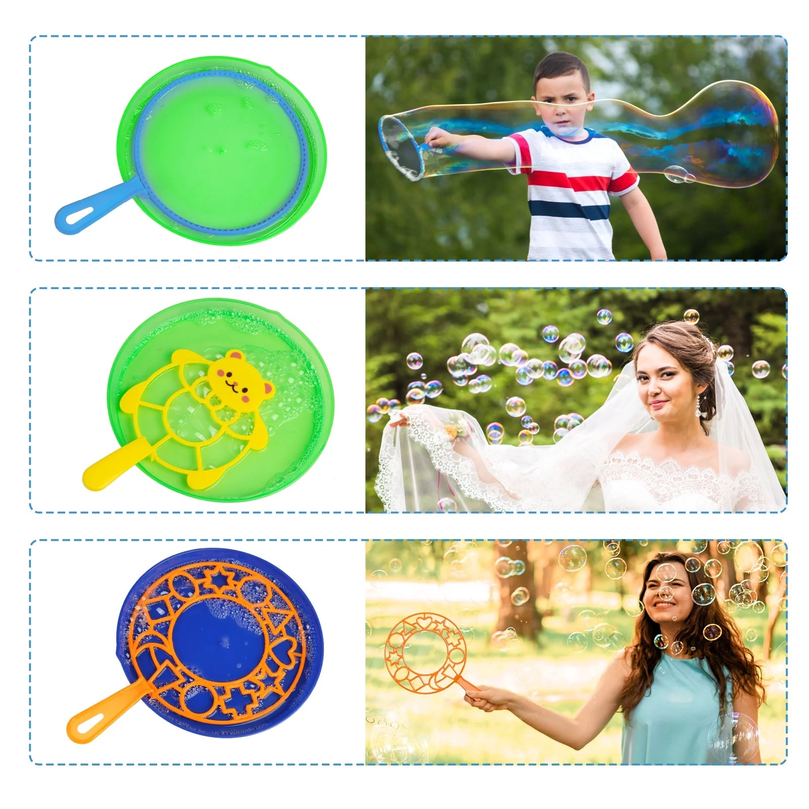 Big Bubble Wands Set for Kids, Giant Bubble Maker Toys with Tray for Summer Outdoor Activities Party Favors Gifts & Wedding, 15 Pcs