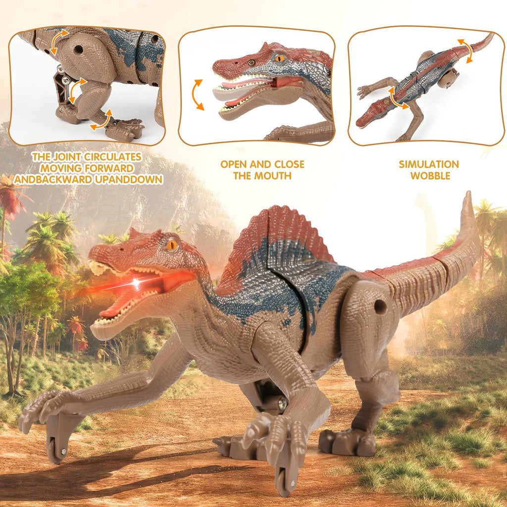 Remote Control Dinosaur Toys for Boys, 2.4G RC Dinosaur Robot with Light Sound, Kids Boy Toys Ages 3 4 5 6+ Year Old, Velociraptor Toys Christmas Gifts