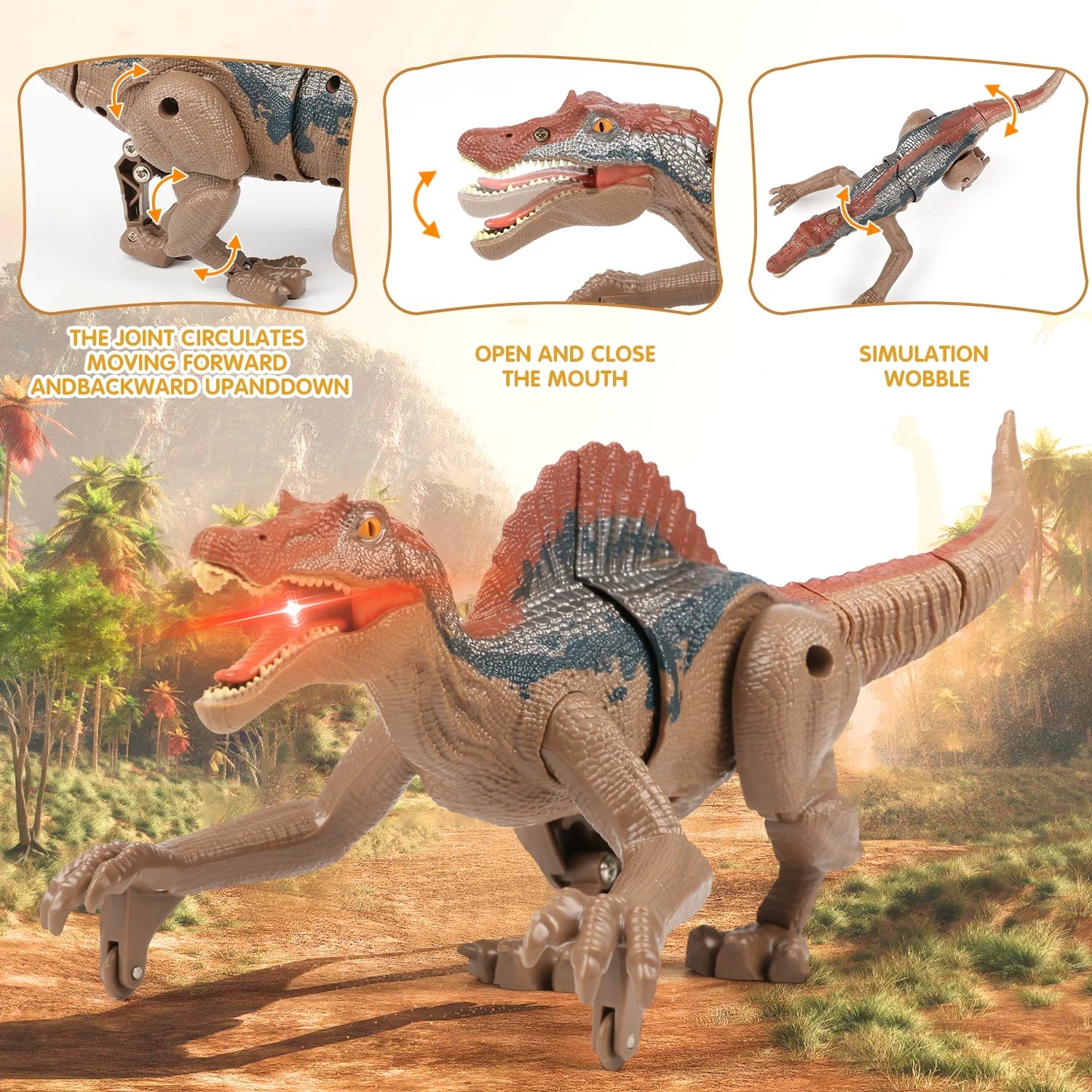 Remote Control Dinosaur Toys for Boys, 2.4G RC Dinosaur Robot with Light Sound, Kids Boy Toys Ages 3 4 5 6+ Year Old, Velociraptor Toys Christmas Gifts
