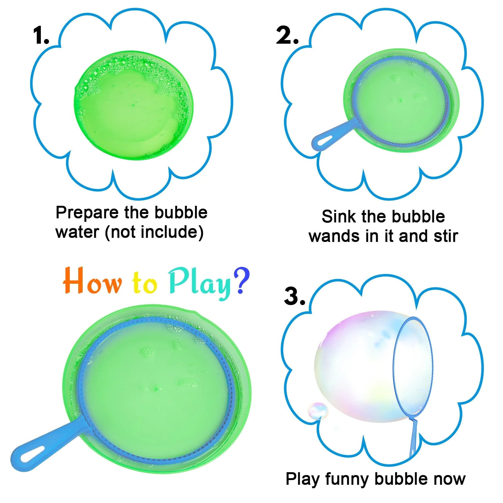 Big Bubble Wands Set for Kids, Giant Bubble Maker Toys with Tray for Summer Outdoor Activities Party Favors Gifts & Wedding, 15 Pcs