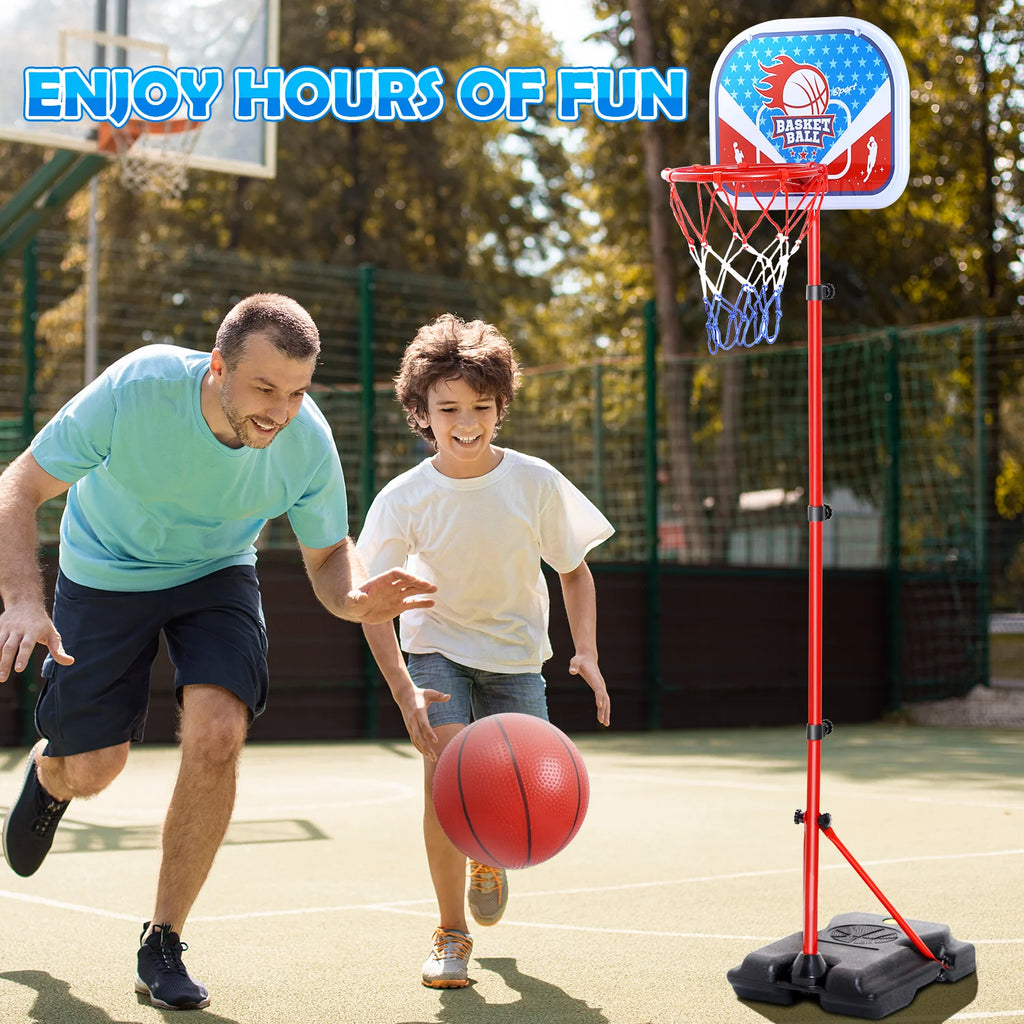 Kids Basketball Hoop Adjustable Height 2.9 Ft-6.2 Ft, Toddler Basketball Hoop Indoor Outdoor Portable Kids Basketball Goal Toys for Boys Girls Gift