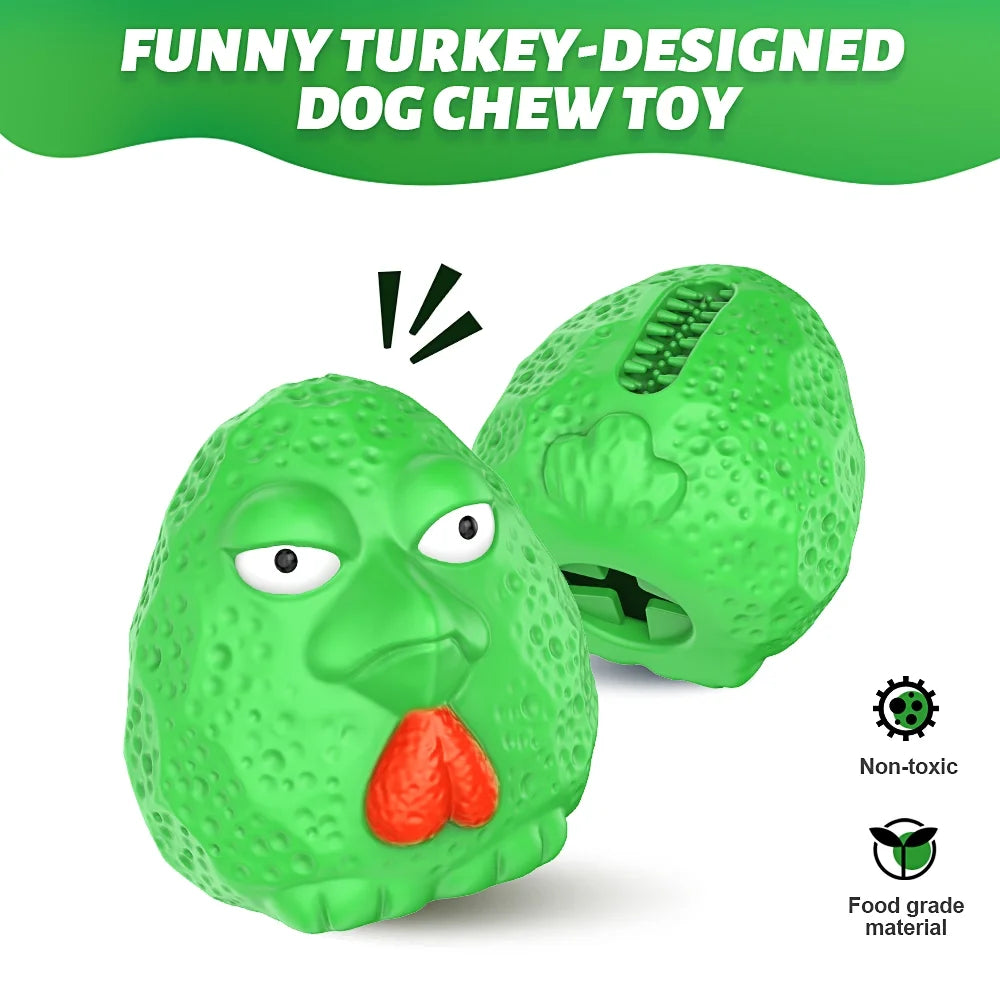 Rubber Dog Chew Toys,Treat Food Dispensing Dog Toys for Teeth Cleaning, Puzzle Interactive Dog Toys for Small Medium Large Dogs Green