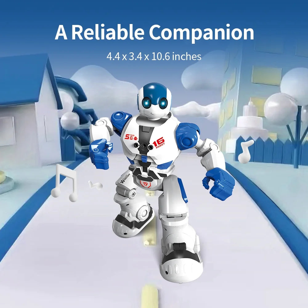 Kids Remote Control Intelligent Robot Toys,Educational Programmable Smart Robot,Perfect Gift for Boys 4 5 6 7 8+,Blue