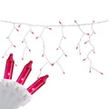 Mini Icicle Christmas Lights - Pink - 7.75' White Wire - 100Ct